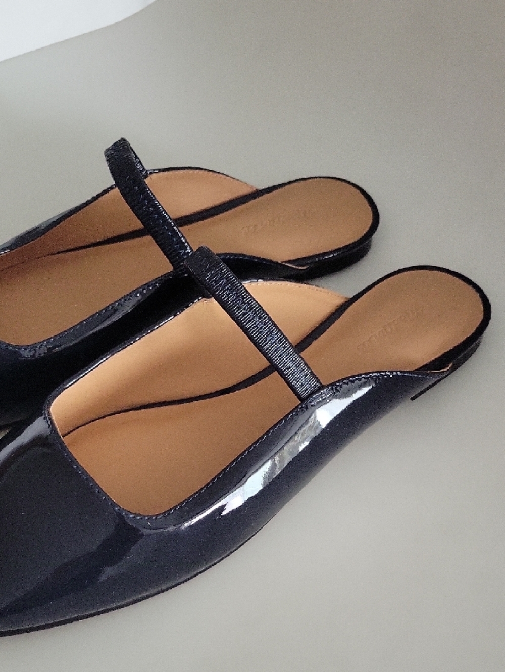 Madewell Navy Blue Patent Square-Toe Mary Jane Mules - Picture 2 of 8